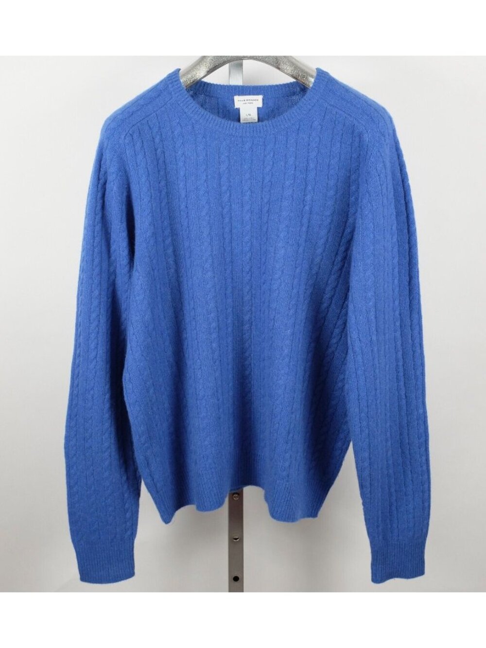 Club Monaco sz L sweater 100% cashmere blue cable knit